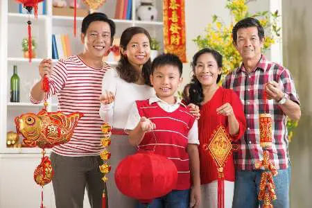 Chinese family celebrating CNY